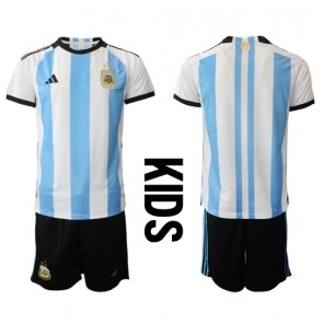 Argentina kläder Barn VM 2022 Hemmatröja Kortärmad (+ korta byxor)